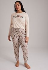 Plus Size Festive Dogs Hacci Jogger Pajama Set, C5222, small