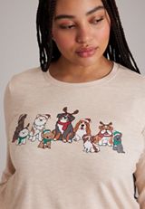 Plus Size Festive Dogs Hacci Jogger Pajama Set, C5222, small