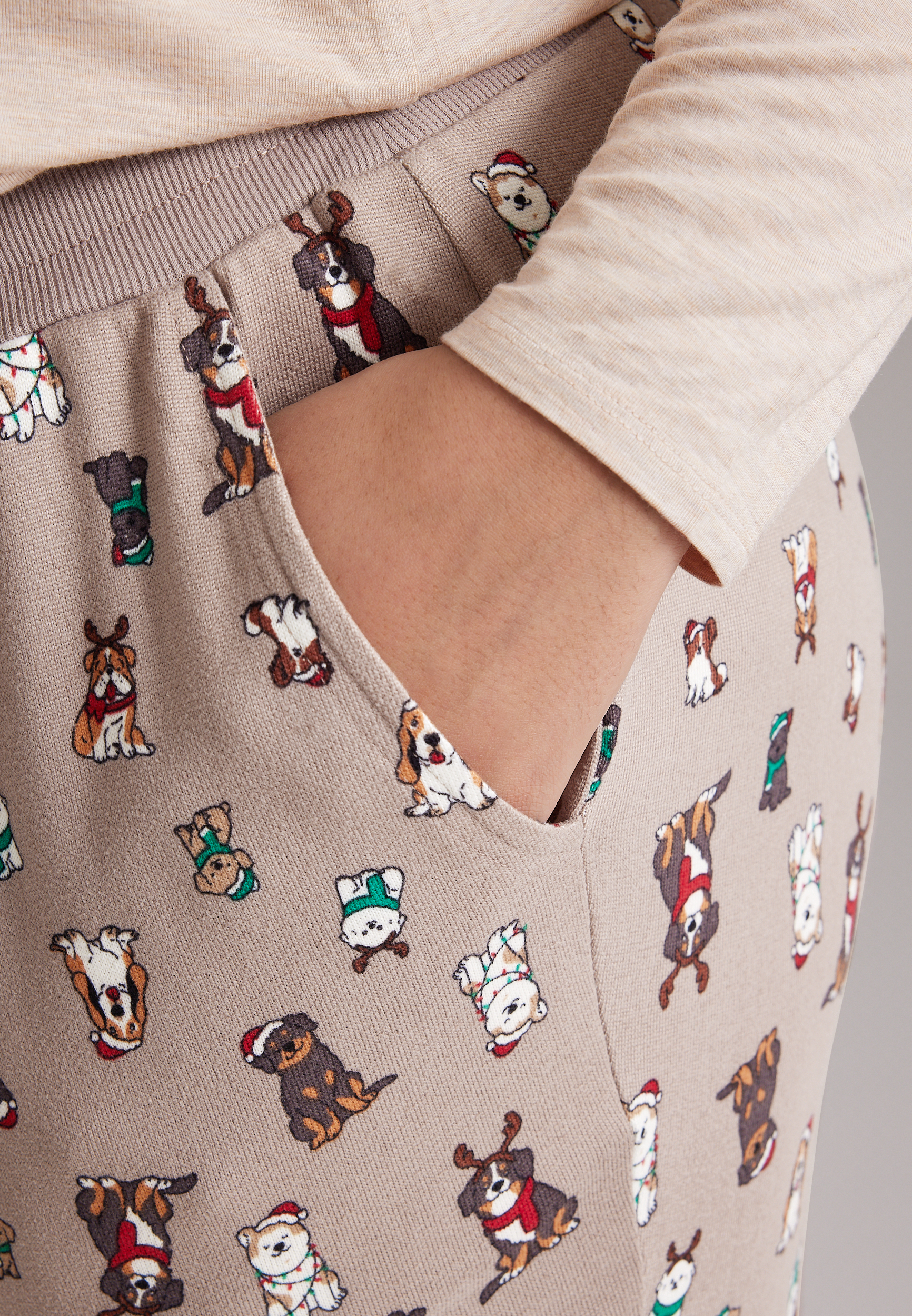 Plus Size Festive Dogs Hacci Jogger Pajama Set, C5222, large