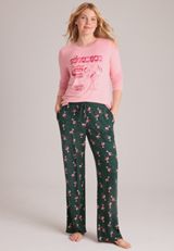 Dreaming Of Christmas Santa Hacci Wide Leg Pajama Set, C5273, small