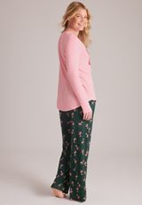 Dreaming Of Christmas Santa Hacci Wide Leg Pajama Set, C5273, small
