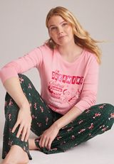 Dreaming Of Christmas Santa Hacci Wide Leg Pajama Set, C5273, small