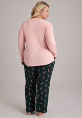 Plus Size Dreaming Of Christmas Santa Hacci Wide Leg Pajama Set, C5273, small