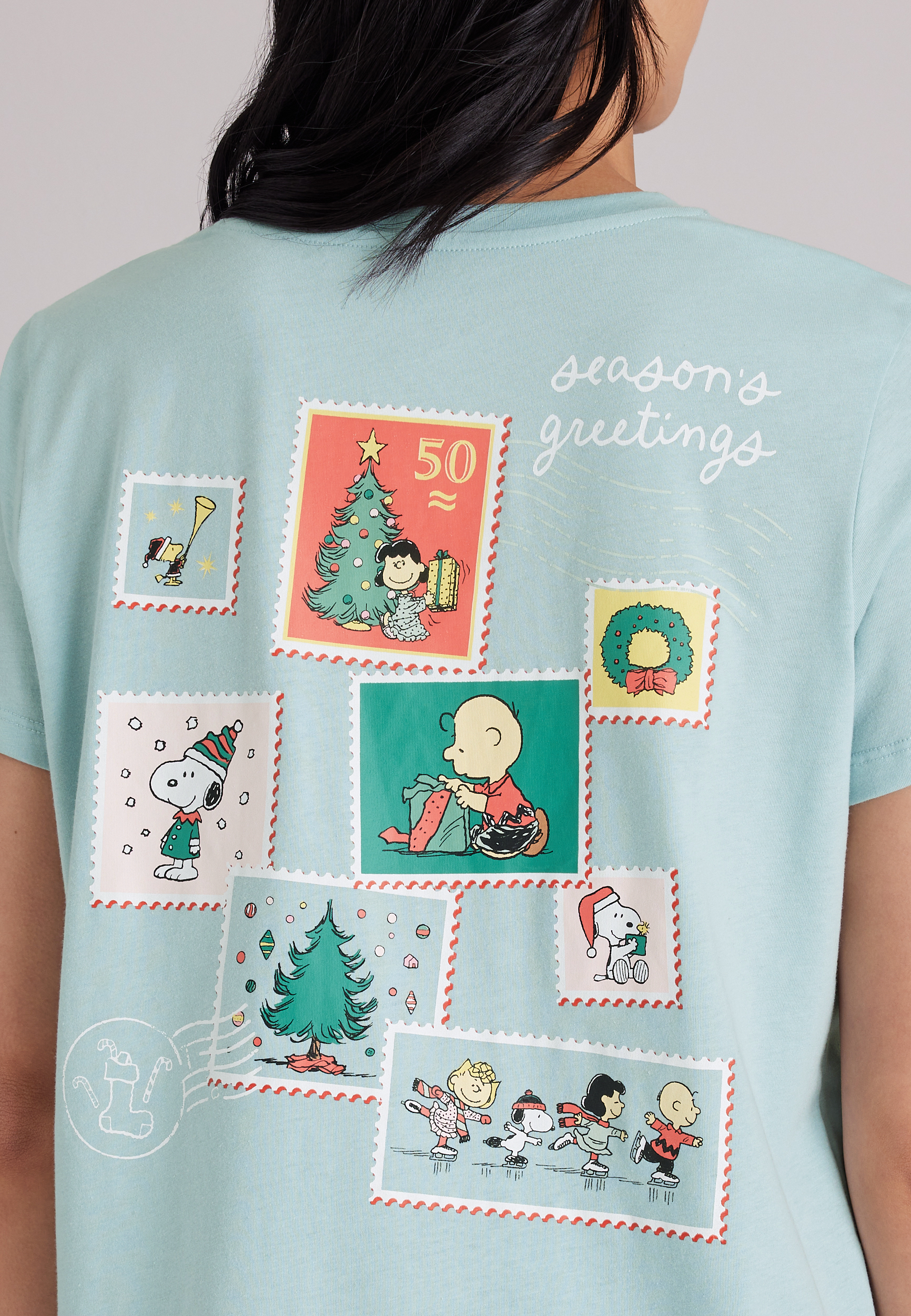 Peanuts Holiday Postage Stamp Classic Fit Graphic Tee, C5784, large
