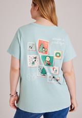 Plus Size Peanuts Holiday Postage Stamp Classic Fit Graphic Tee, C5784, small