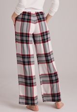 Plaid Hacci Wide Leg Pajama Pants, C1772, small