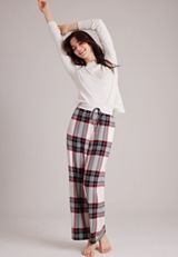 Plaid Hacci Wide Leg Pajama Pants, C1772, small