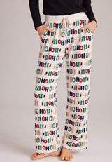 Plus Size Ho Ho Ho Hacci Wide Leg Pajama Pants, C5487, small