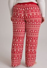 Plus Size Red Fair Isle Hacci Wide Leg Pajama Pants, C7044, small
