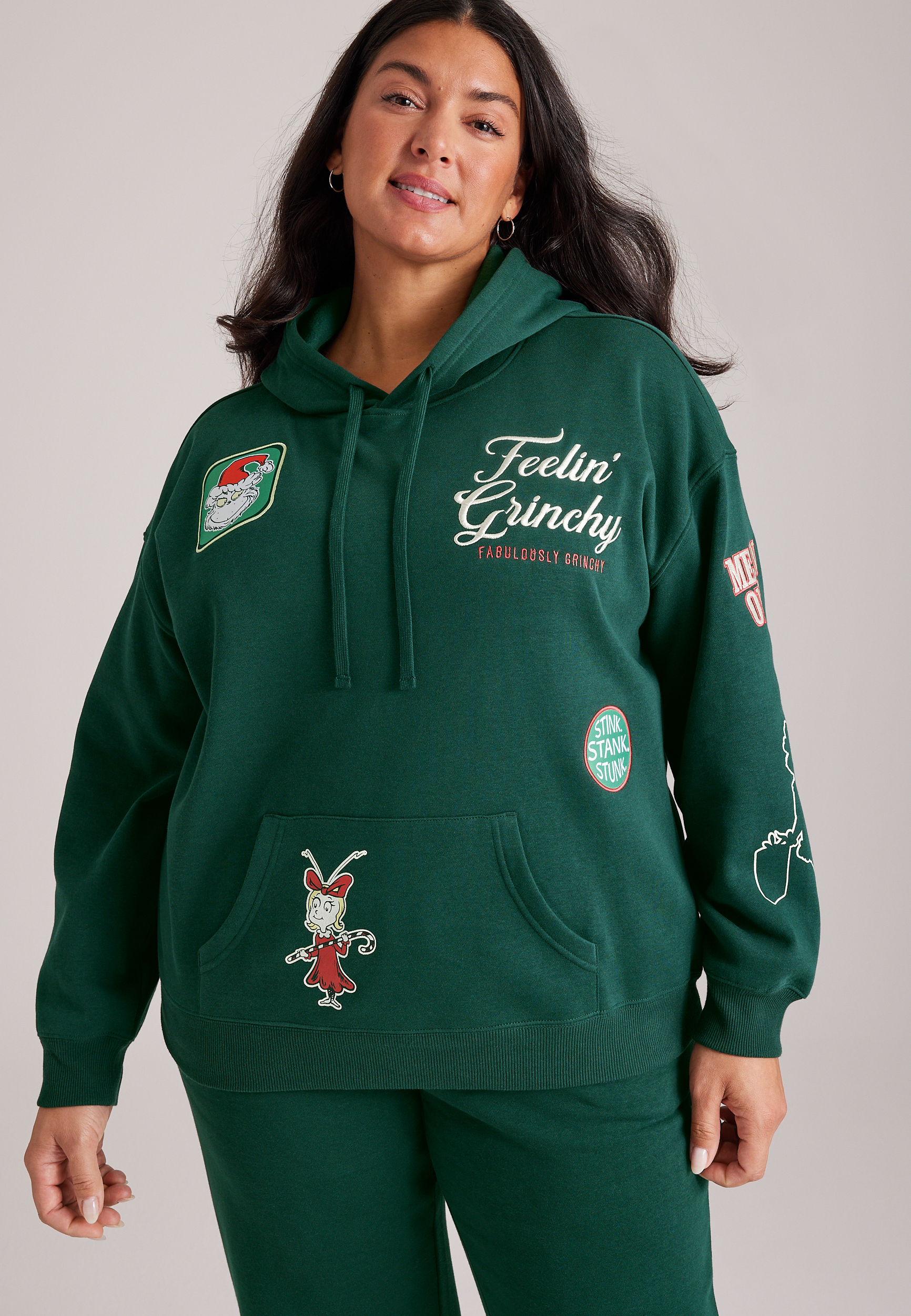 Plus Size Feelin' Grinchy Hoodie, C7147, large