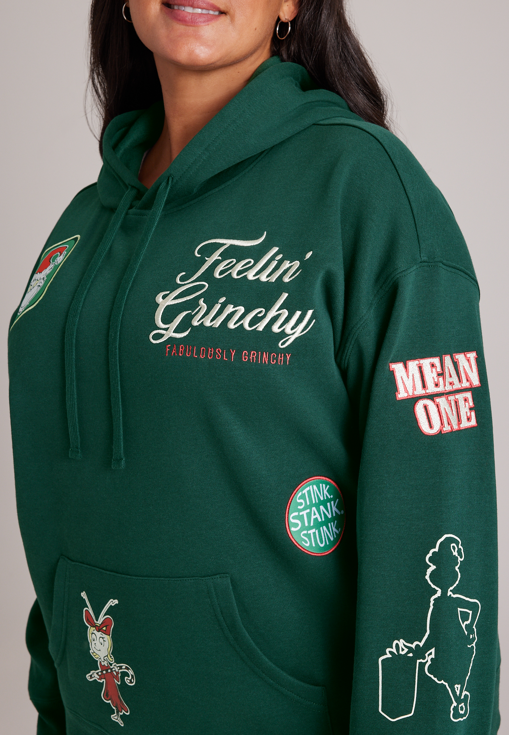 Plus Size Feelin' Grinchy Hoodie, C7147, large