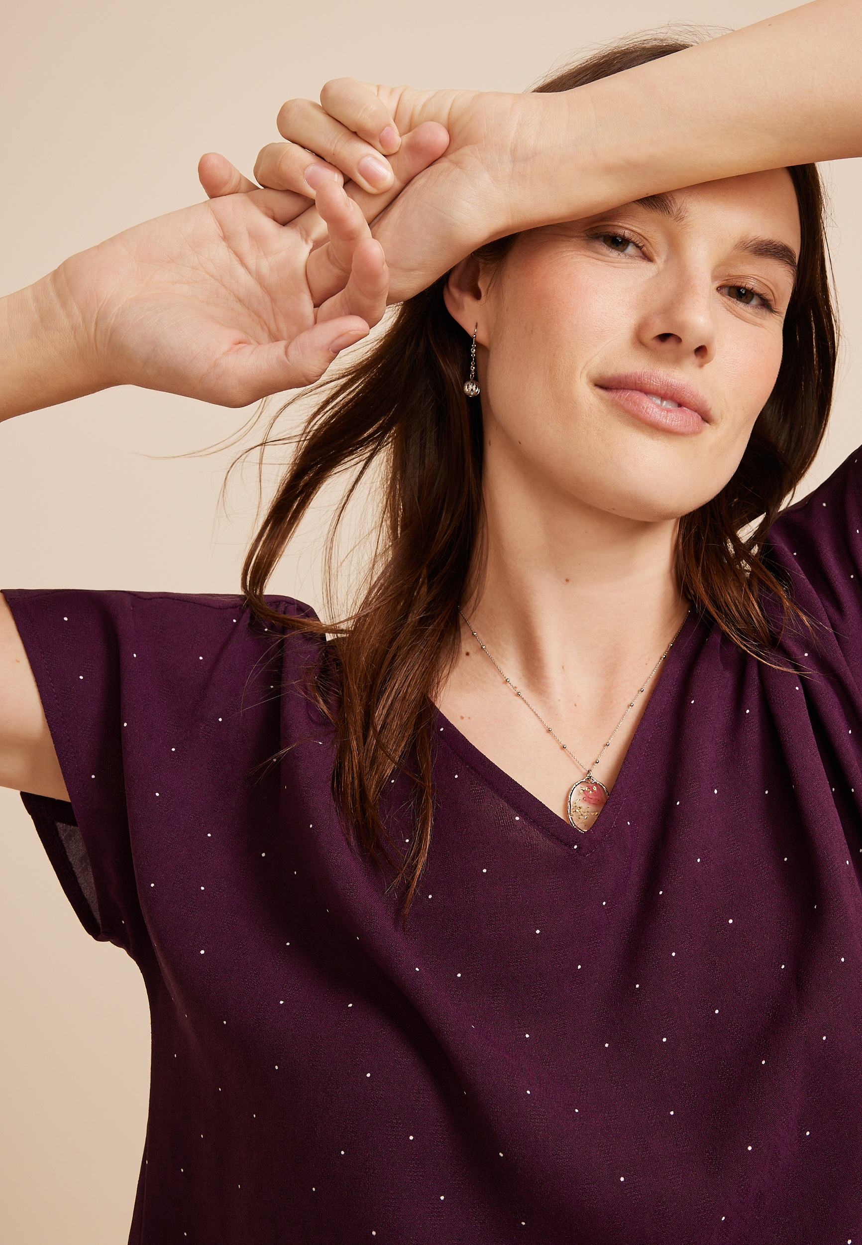 Polka Dot Dolman Sleeve Blouse, C9028, large