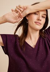 Polka Dot Dolman Sleeve Blouse, C9028, small