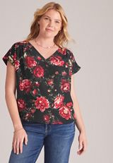 Floral Dolman Short Sleeve Blouse, C5679, small