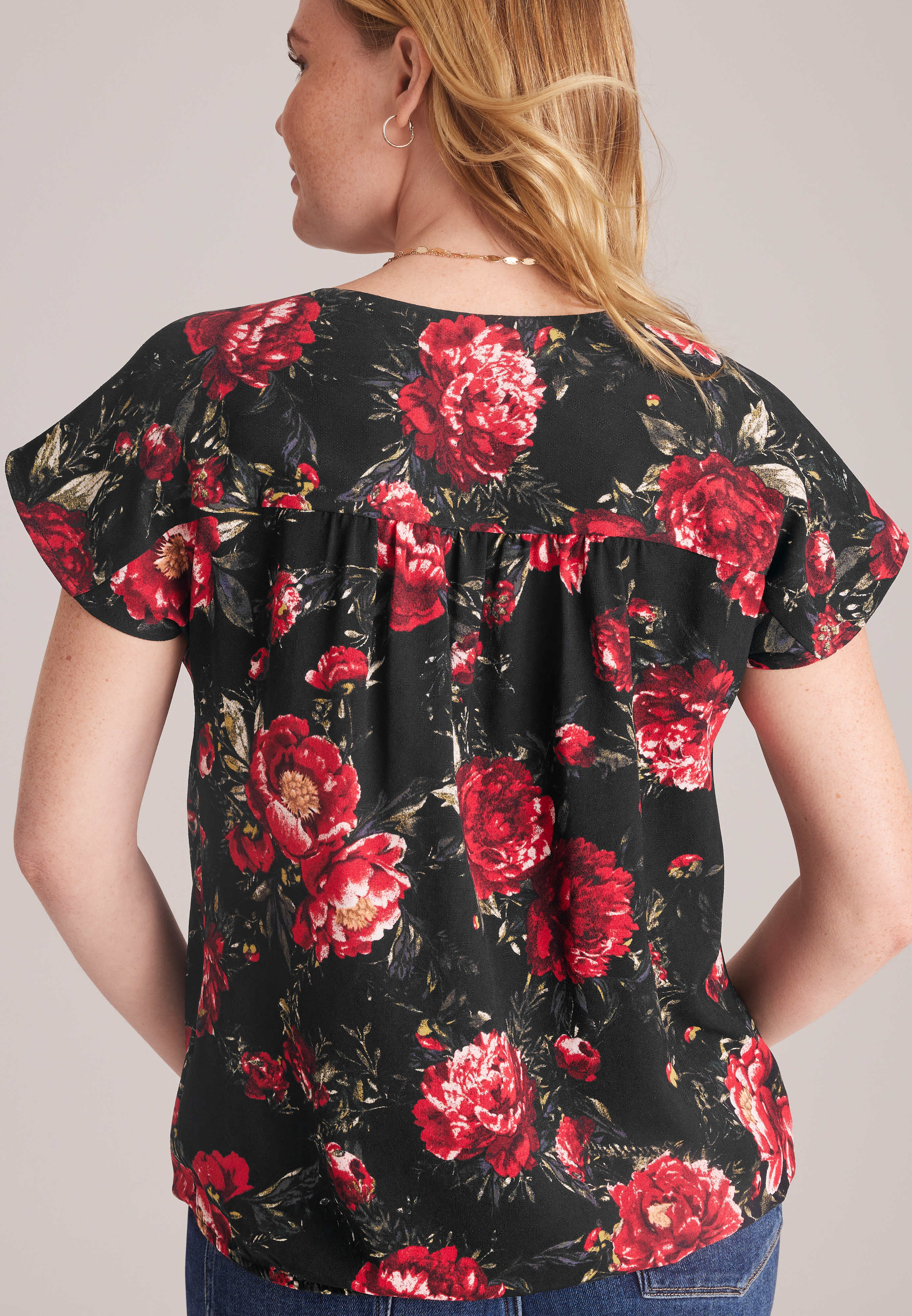 Floral Dolman Short Sleeve Blouse, C5679, large