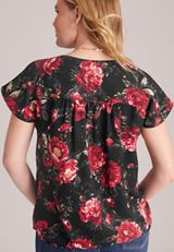 Floral Dolman Short Sleeve Blouse, C5679, small