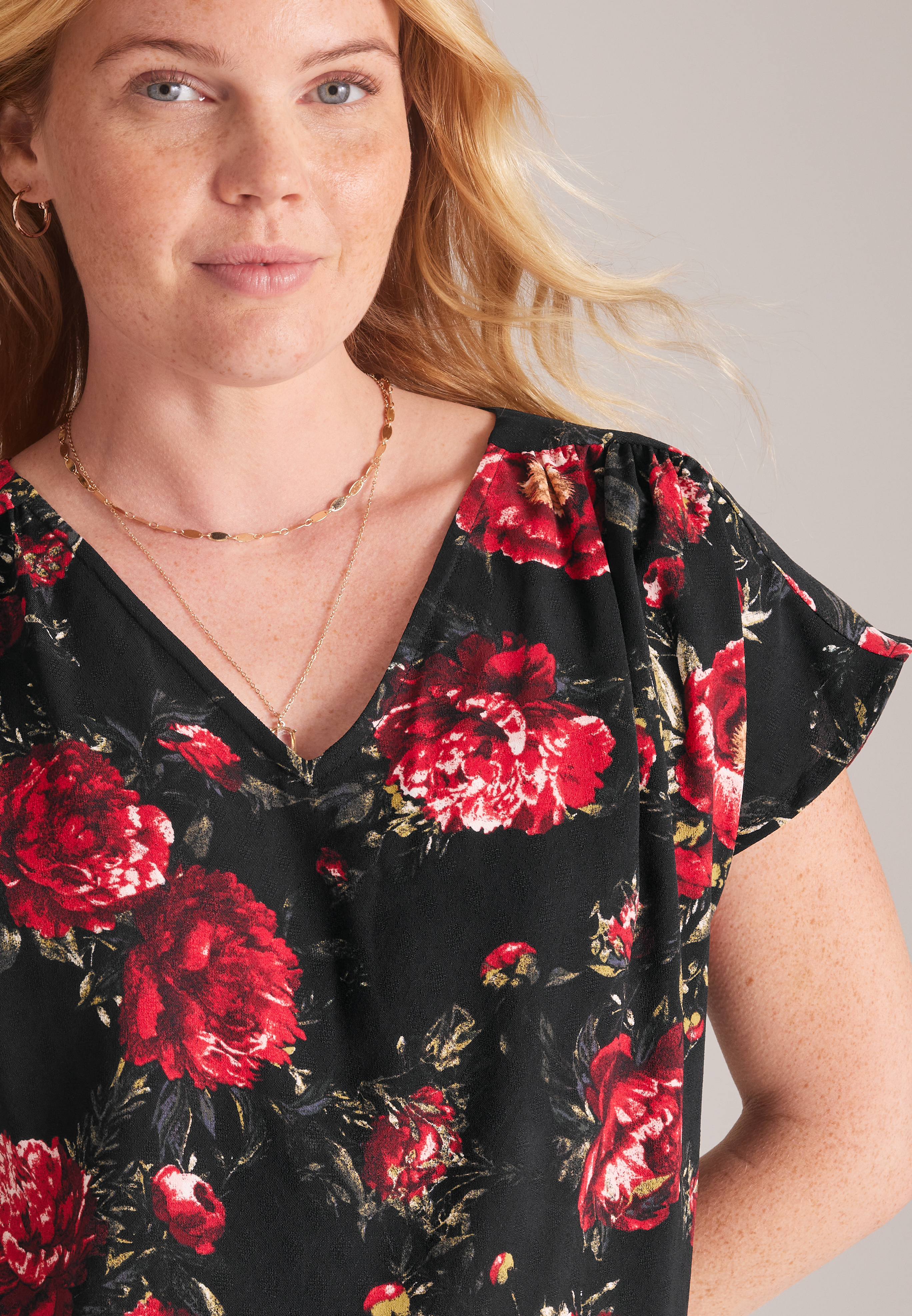 Floral Dolman Short Sleeve Blouse, C5679, large