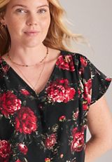 Floral Dolman Short Sleeve Blouse, C5679, small