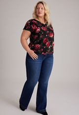 Plus Size Floral Dolman Short Sleeve Blouse, C5679, small