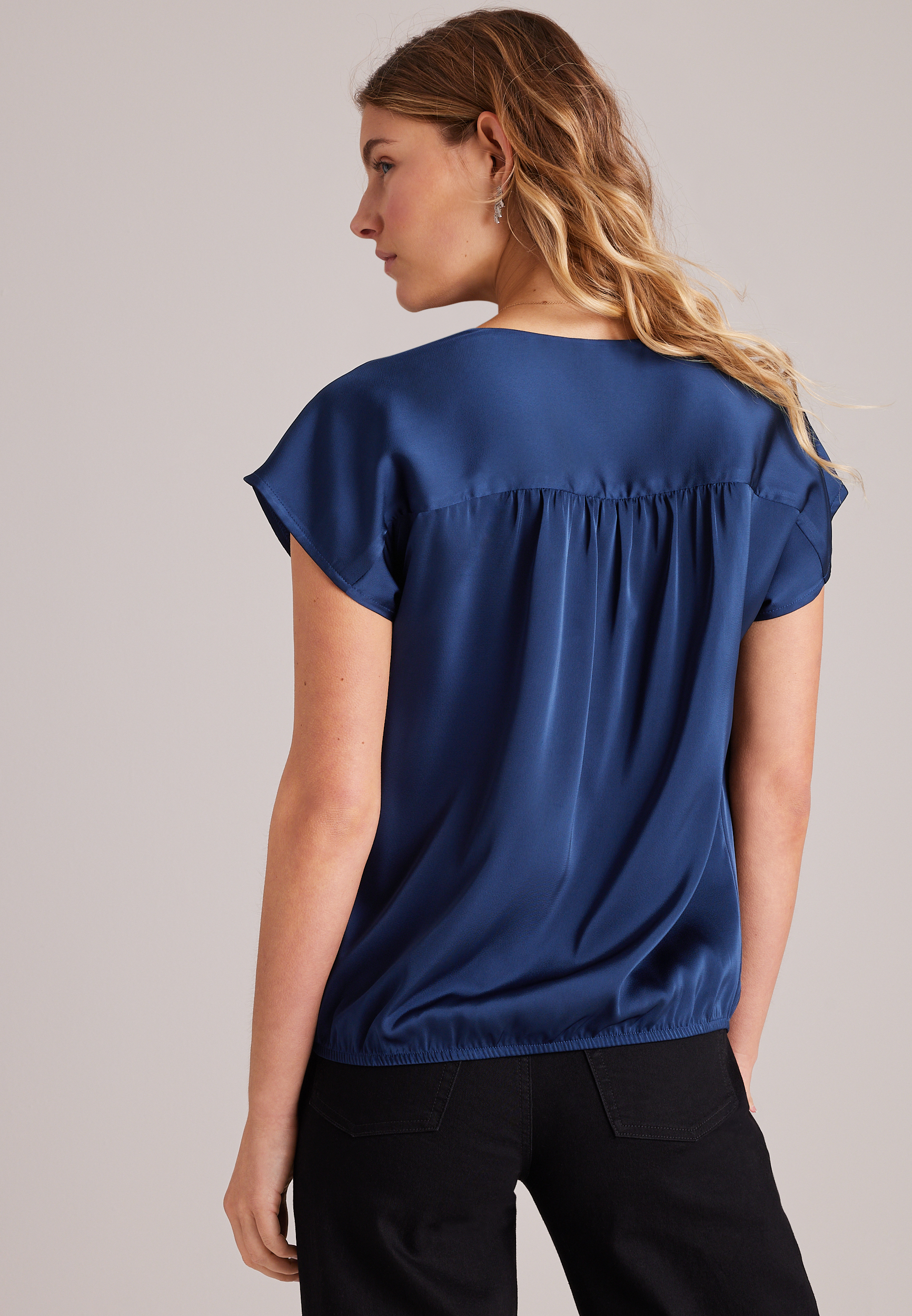 Satin Dolman Short Sleeve Blouse, C9679, large