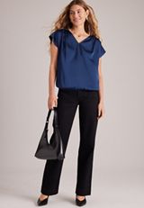 Satin Dolman Short Sleeve Blouse, C9679, small