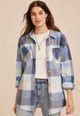 Wilder Plaid Fleece Shacket, C3450, small