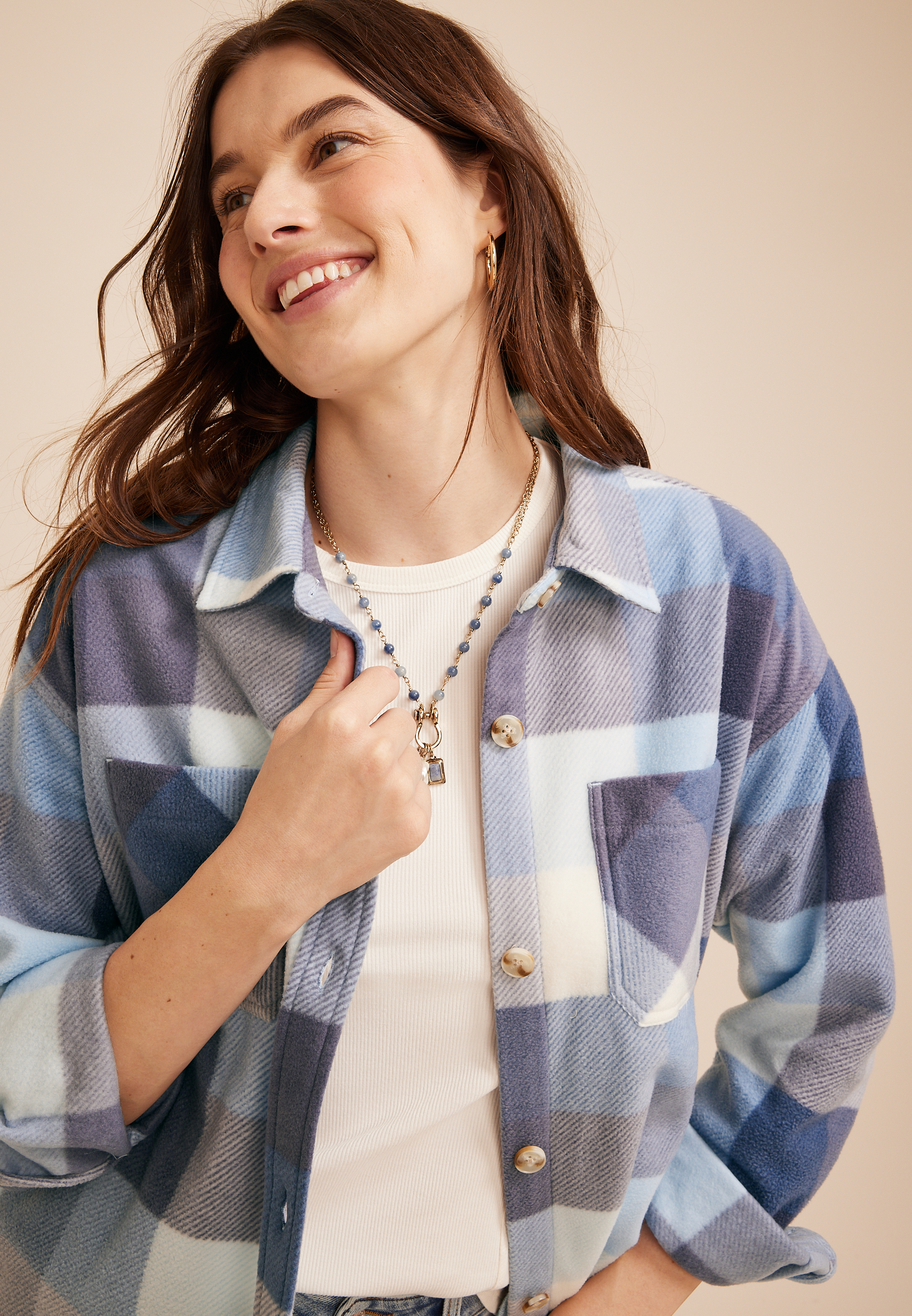 Wilder Plaid Fleece Shacket, C3450, large