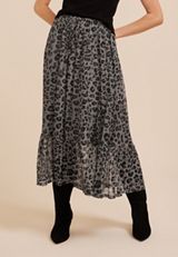 Printed High Rise Mesh Maxi Skirt, C1755, small