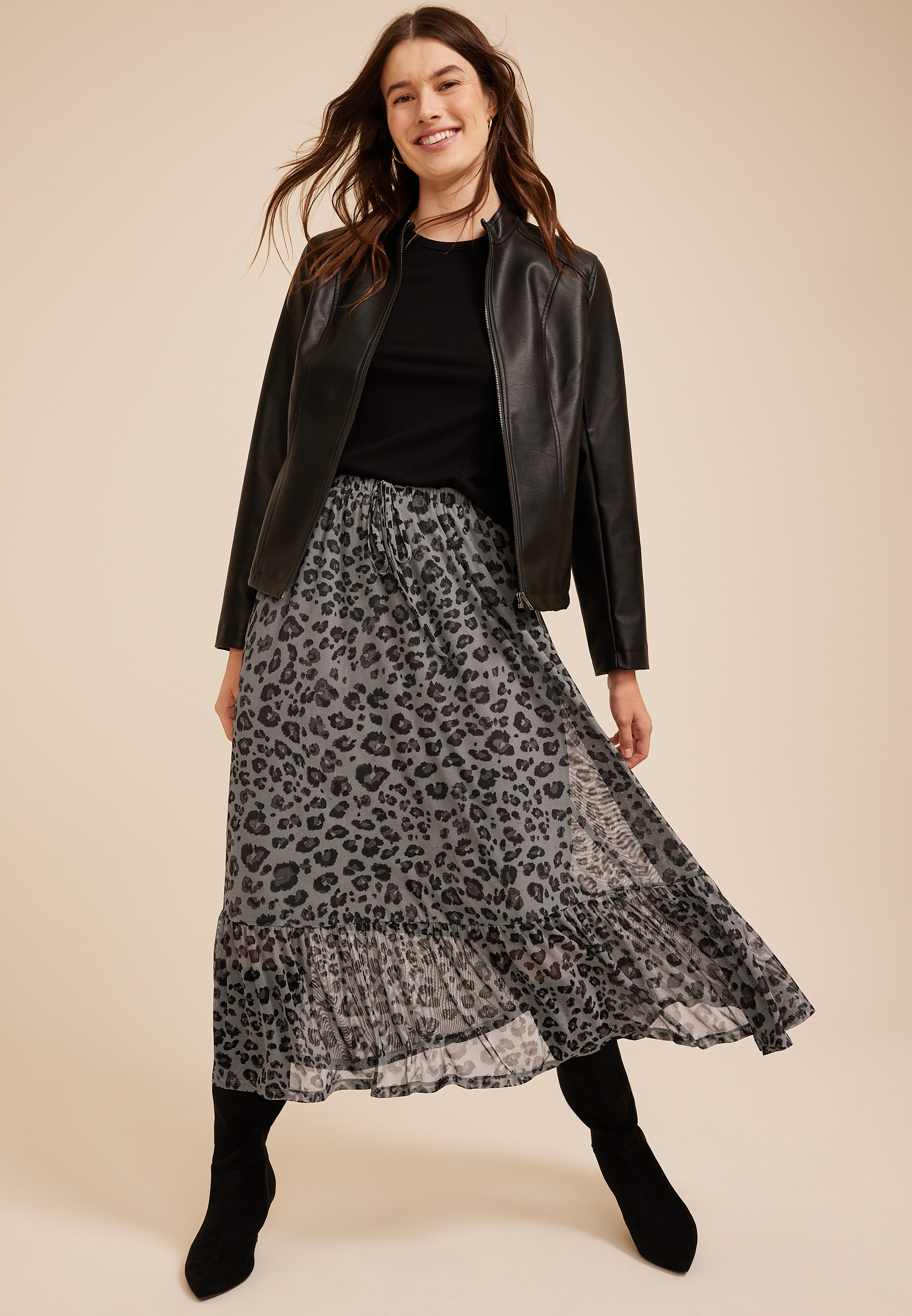 Printed High Rise Mesh Maxi Skirt, C1755, large