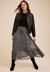 Printed High Rise Mesh Maxi Skirt, C1755, small