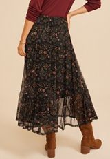 Printed High Rise Mesh Maxi Skirt, C1756, small