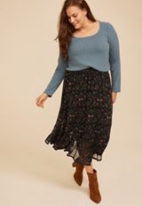 Plus Size Printed High Rise Mesh Maxi Skirt, C1756, small