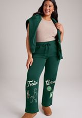 Plus Size High Rise Feelin' Grinchy Wide Leg Pants, C7147, small