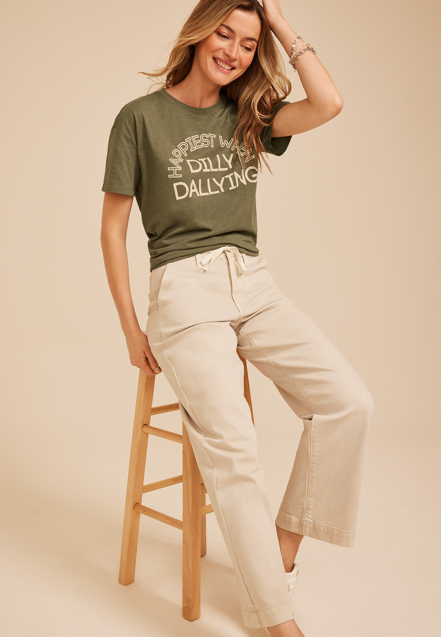 Happiest When Dilly Dallying Vintage Fit Graphic Tee, C4153, large