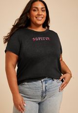 Plus Size Spicy Classic Fit Graphic Tee, C106, small