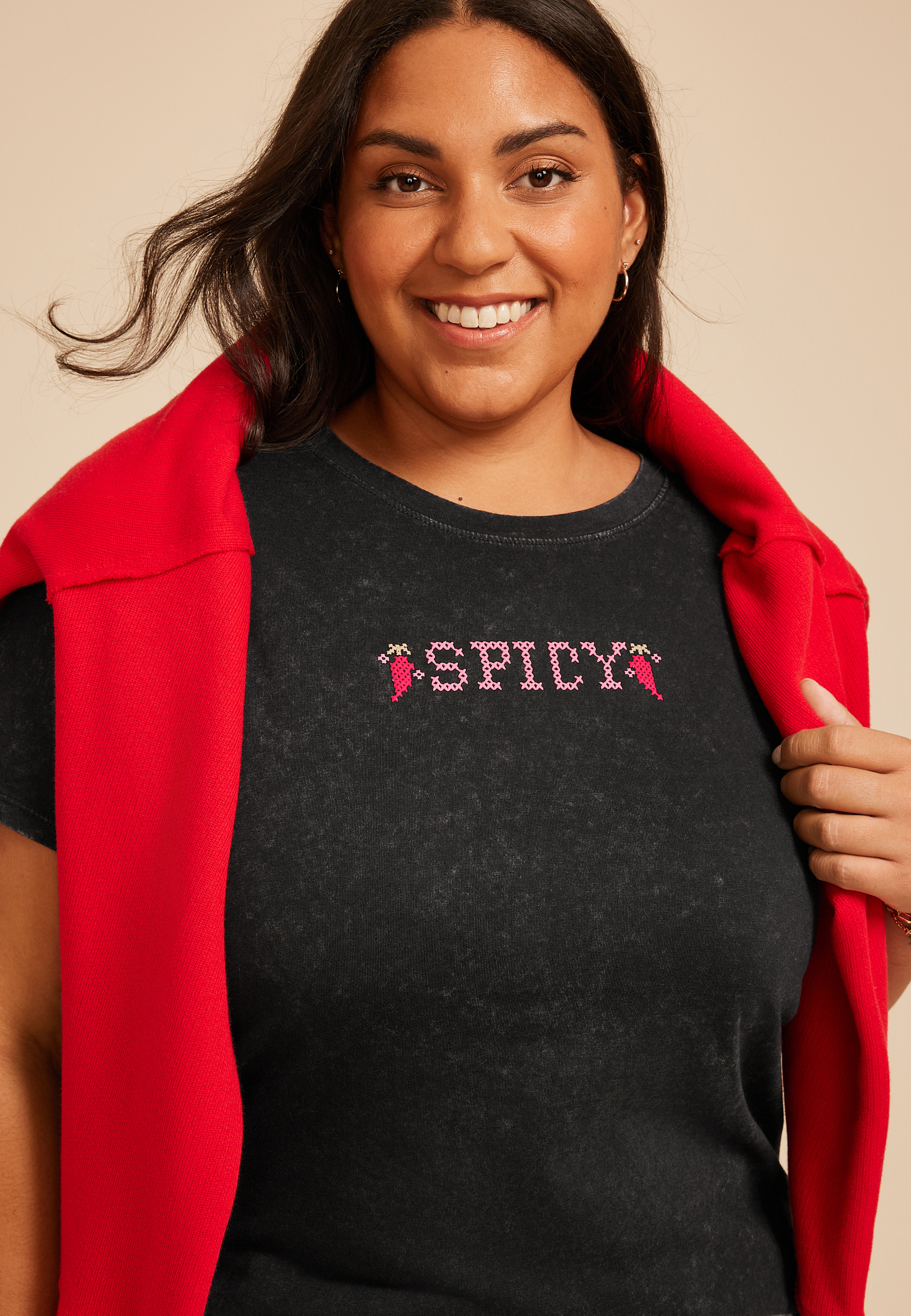 Plus Size Spicy Classic Fit Graphic Tee, C106, large