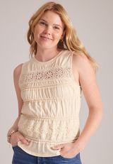 Band Of The Free Lace Trim Smocked Tank Top, C9015, small