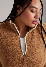Plus Size Whipstitch Sherpa Half Zip Pullover, AMPHORA, small