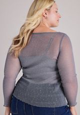 Plus Size Studio Y Sparkle Mesh Top, C1149, small