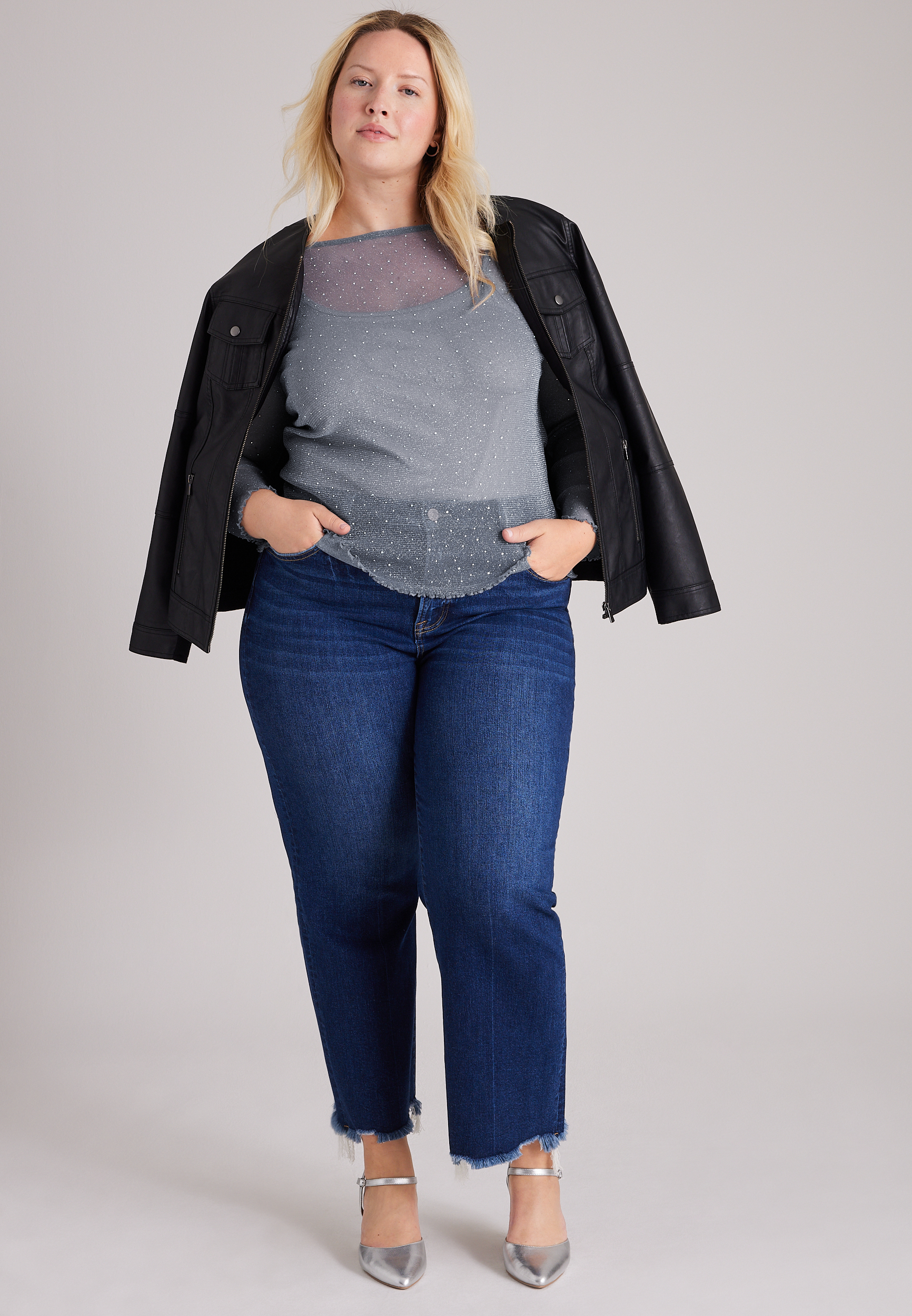 Plus Size Studio Y Sparkle Mesh Top, C1149, large