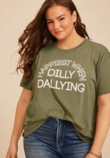 Plus Size Happiest When Dilly Dallying Vintage Fit Graphic Tee, C4153, small