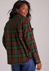 Cotton Flannel Plaid Button Front Shirt, C5679, small