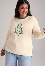 Plus Size Pine Tree Whipstitch Sweater, C5487, small