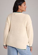 Plus Size Pine Tree Whipstitch Sweater, C5487, small