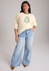 Plus Size Pine Tree Whipstitch Sweater, C5487, small