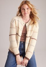 Raised Stitch Stripe Button Front Cardigan, C1246, small