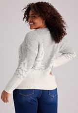 Plus Size Landscape Tree Jacquard Pullover, C2823, small