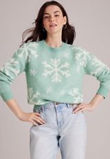 Teddy Snowflake Jacquard Sweater, C5375, small