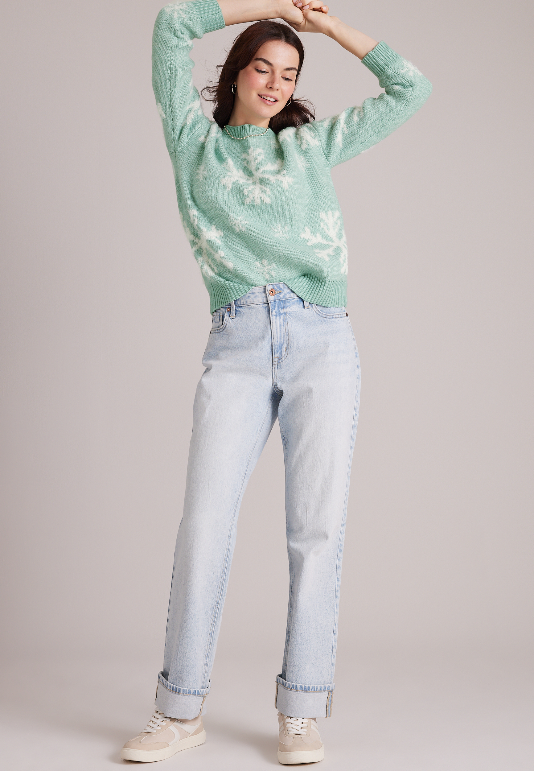 Teddy Snowflake Jacquard Sweater, C5375, large