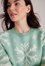 Teddy Snowflake Jacquard Sweater, C5375, small